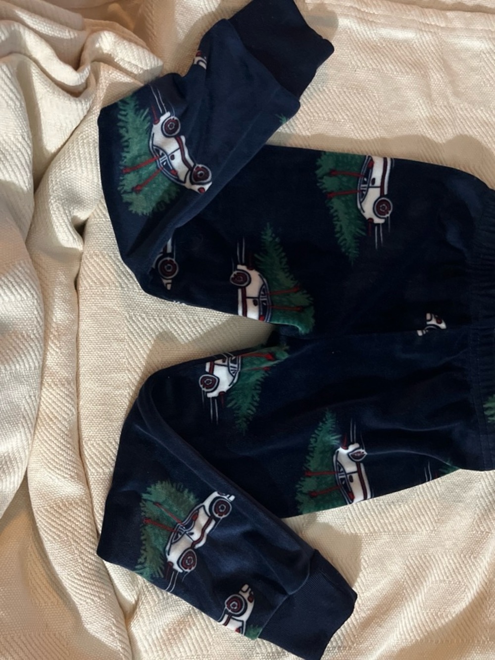 Carter's Navy Pajama Pants with Tree & Car Motif